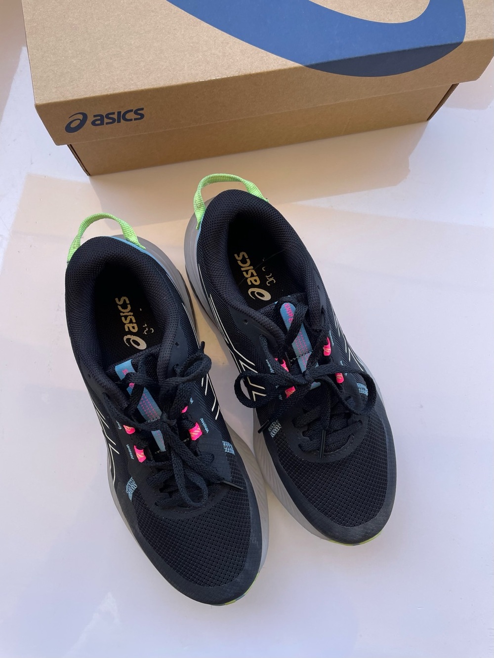 Asics Black Running Sneakers with Pink & Lime Accents - Picture 3 of 5